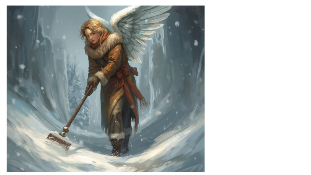Snow Removal for Seniors & People With Limited Mobility Illustration of a snow angel shovelling snow